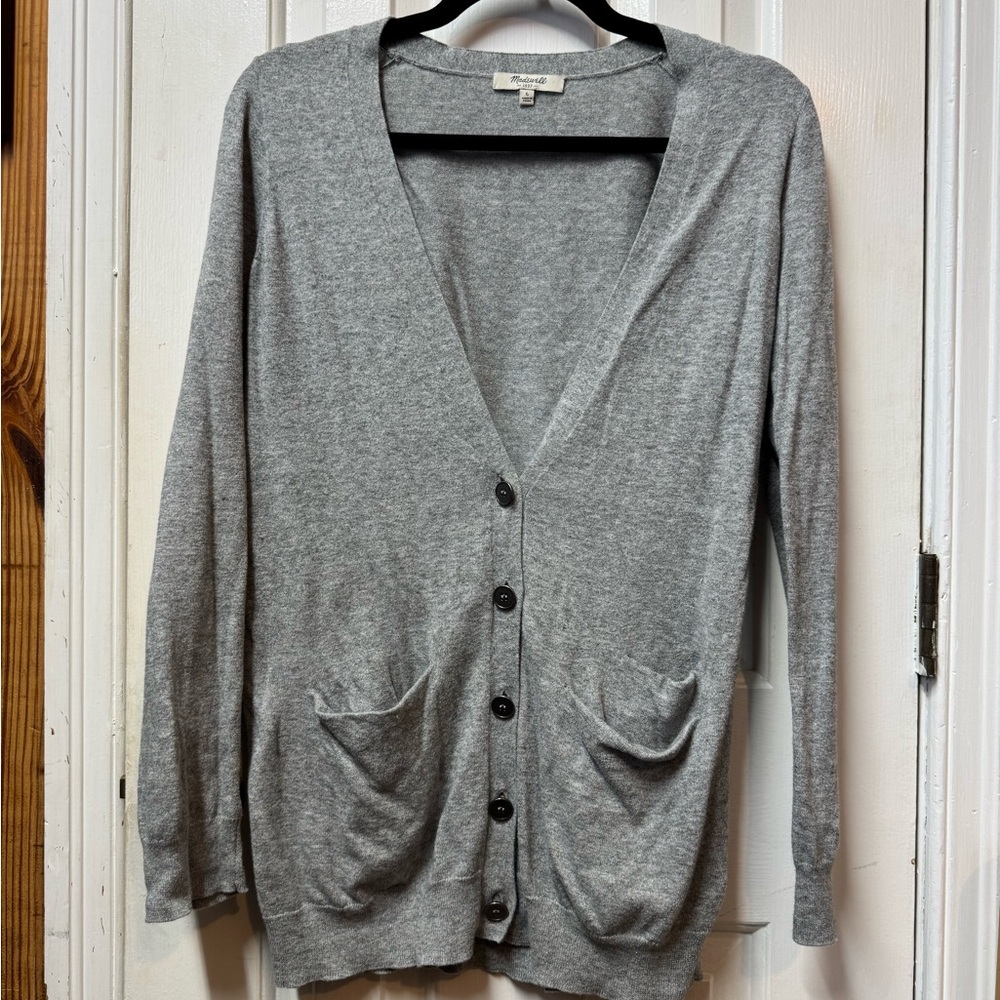 Madewell Light Gray Merino Blend Cardigan